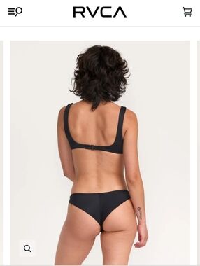 RVCA Solid Cheeky Bikini Bottom Black Medium